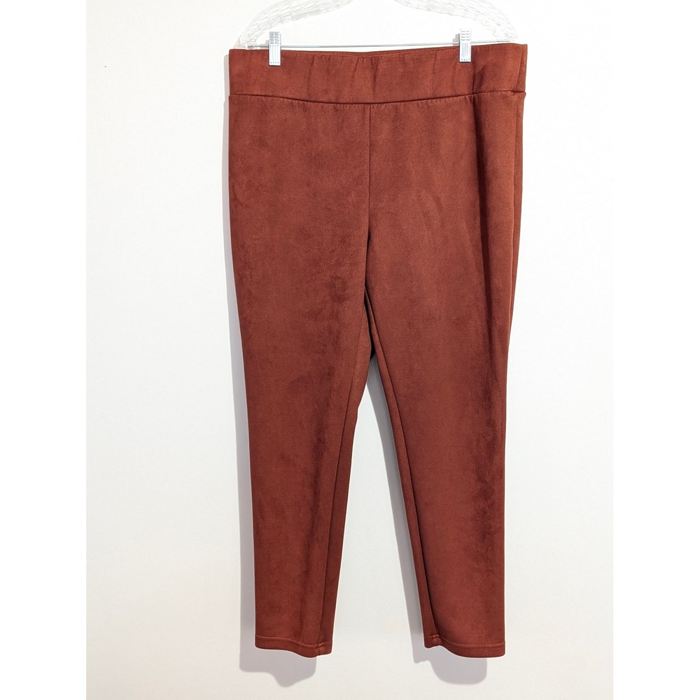 Loft Outlet Womens XL Rust Faux Suede Leggings Brown Pull On Stretch Pants